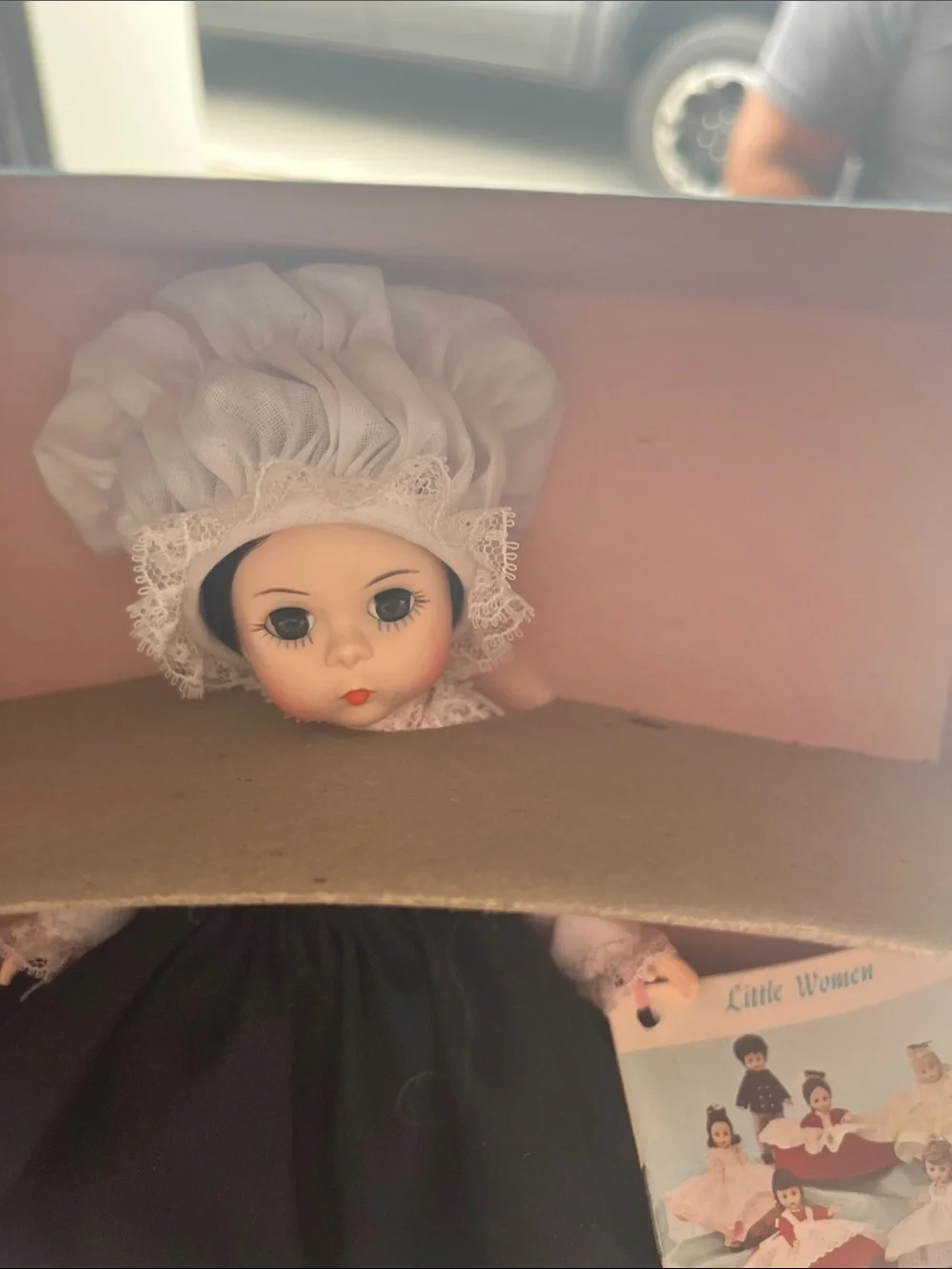 Madame Alexander Doll with White Bonnet, Floral Trim,Little Woman vintage Y2K